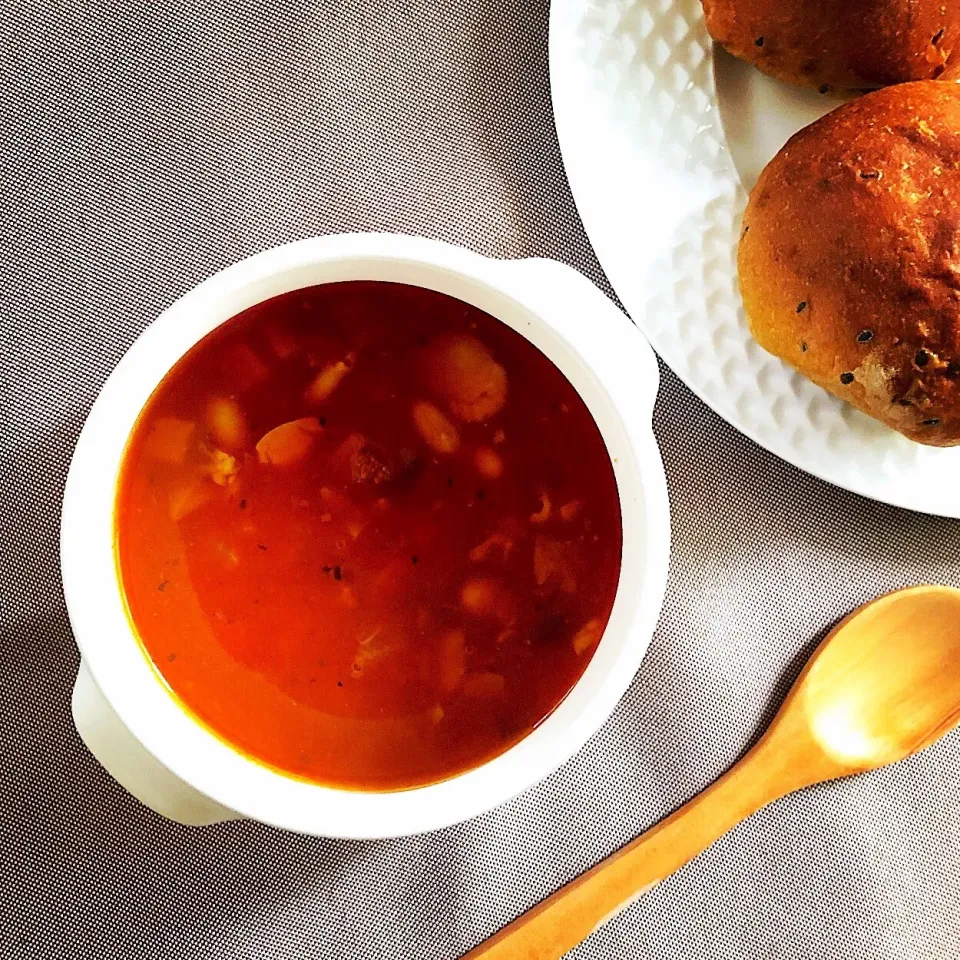 朝ごはんを食べよう🍅からだシフトのミネストローネで朝ごはん😃超低糖質❣️|あしゃぱんさん