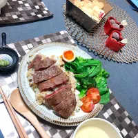 Snapdishの料理写真:バレンタインご飯💙💙|ららぴさん