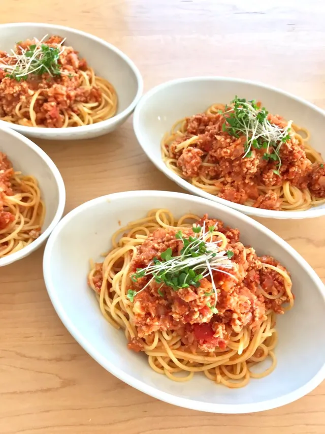 今日のお昼。ミートソーススパゲッティ。|meguさん