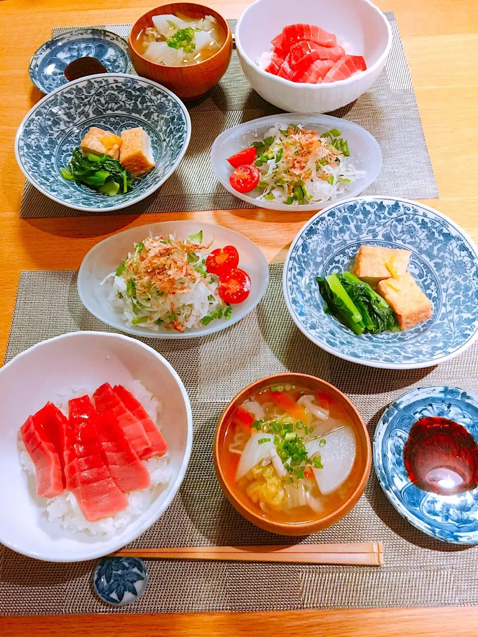 鮪丼、新玉葱とクレソンおかか和え|papinさん