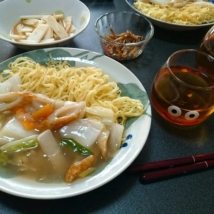 あんかけ焼きそばと独活で二品ランチ|jun(・x・)さん