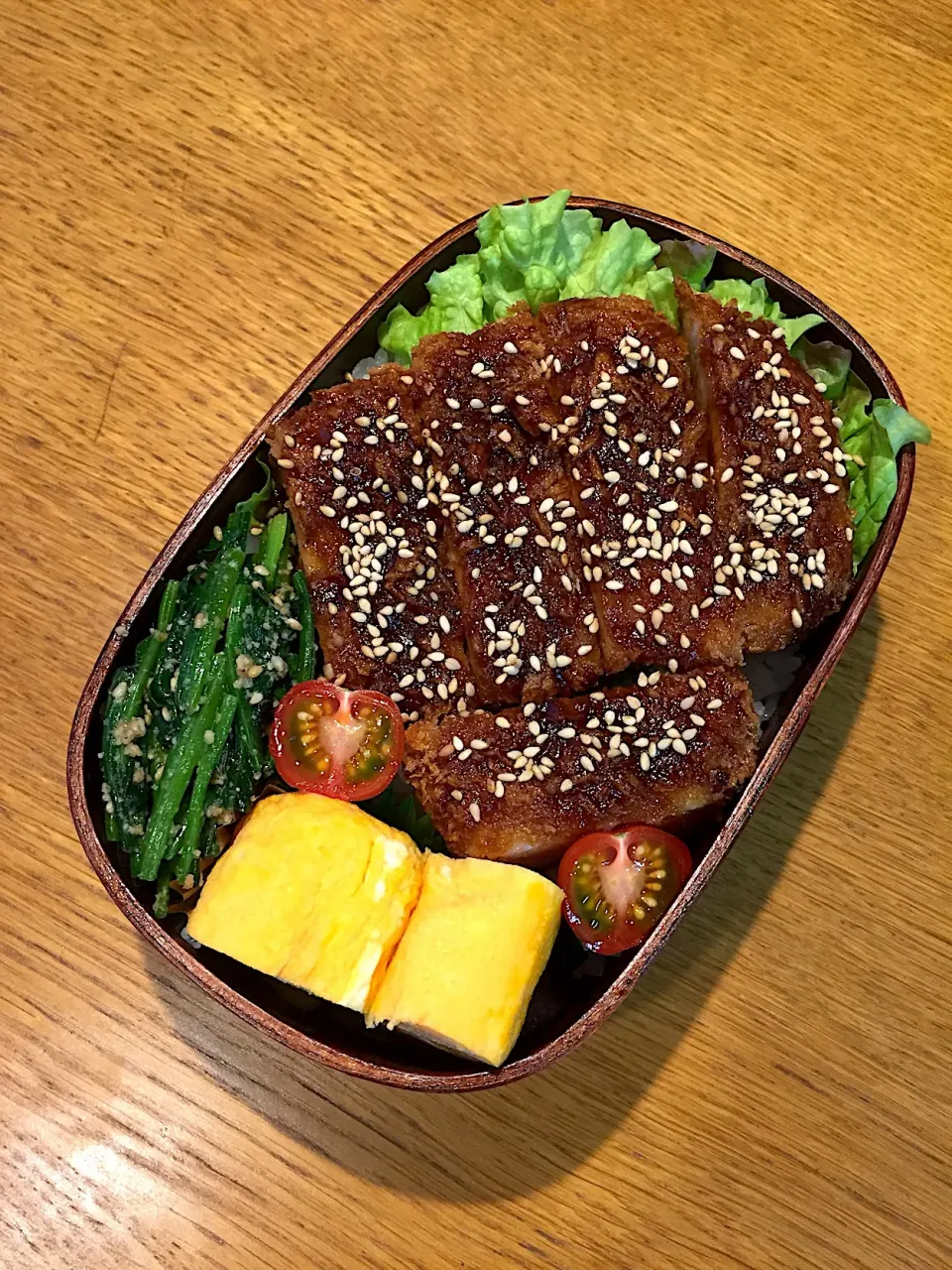 高校生息子の弁当  ソースカツ丼 #わっぱ弁当|まつださんさん