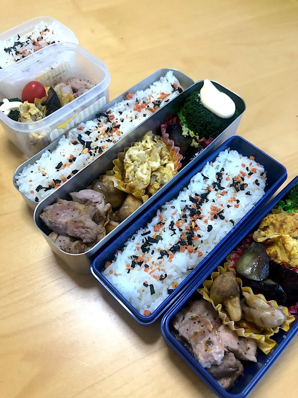 ポークソテー 茄子煮 オムレツ マッシュルームソテー ブロッコリー🥦弁当|Kumiko Kimuraさん