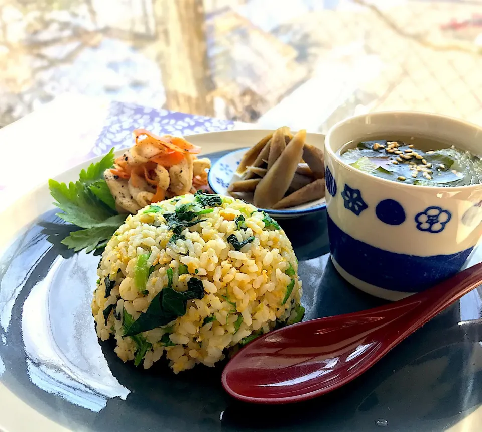 昼ごはん  ほうれん草炒飯プレート|砂雪さん