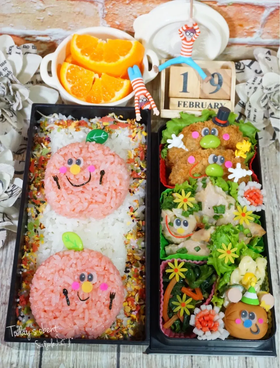 Snapdishの料理写真:りんご🍎ぉ弁当｡:+((*´艸`))+:｡|La-Jule Sa8さん