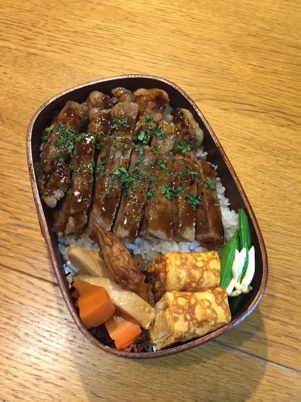 高校生息子の弁当  ステーキ丼 #わっぱ弁当|まつださんさん