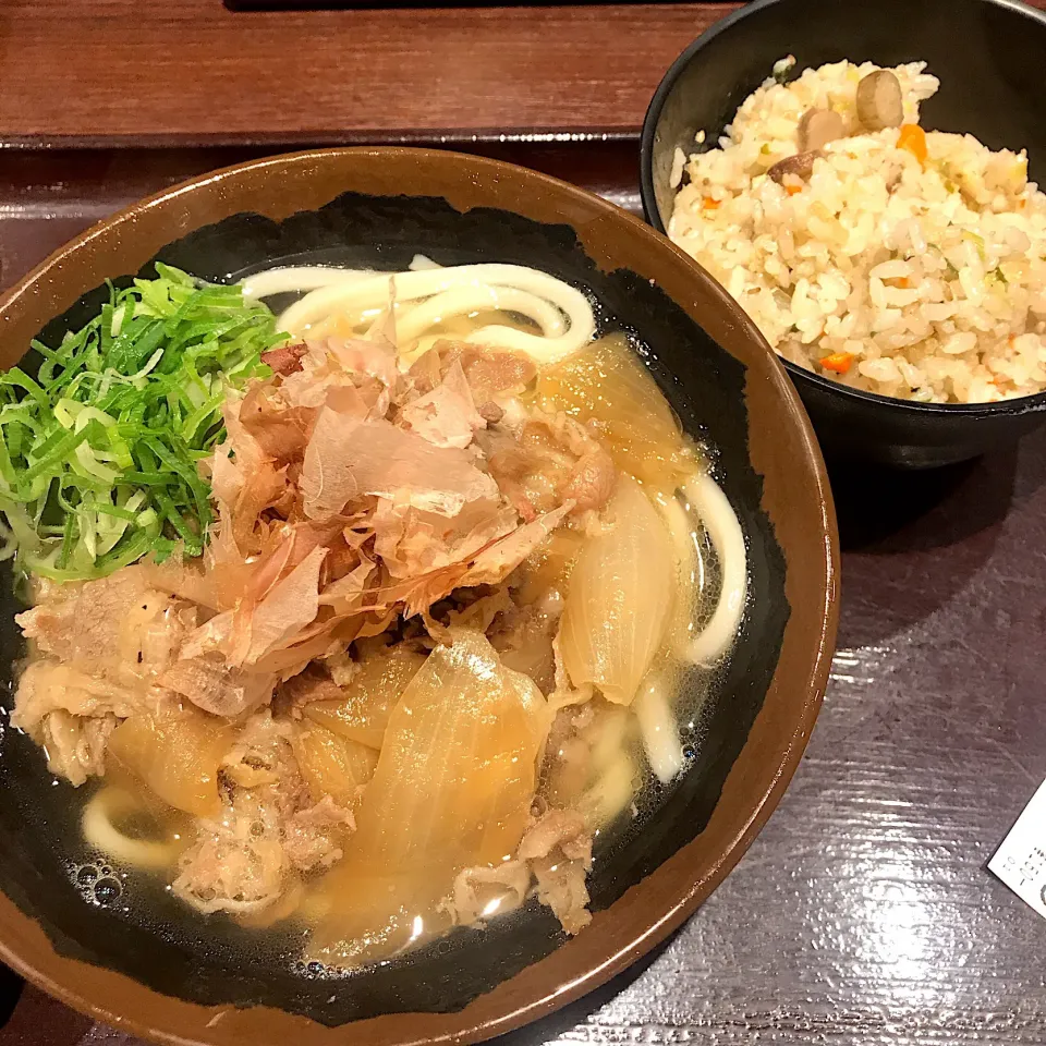 小肉うどん＋たぬきご飯@香川一福(神田)|塩豚骨さん