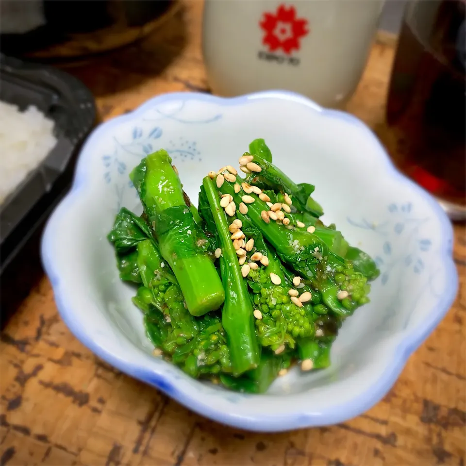 菜の花の磯じまん(海苔の佃煮)和え
 #菜の花の和え物 
#減塩
#海苔の佃煮|にょんにいさん