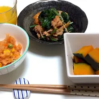 豚キムチ、かぼちゃの煮物|ナッツさん