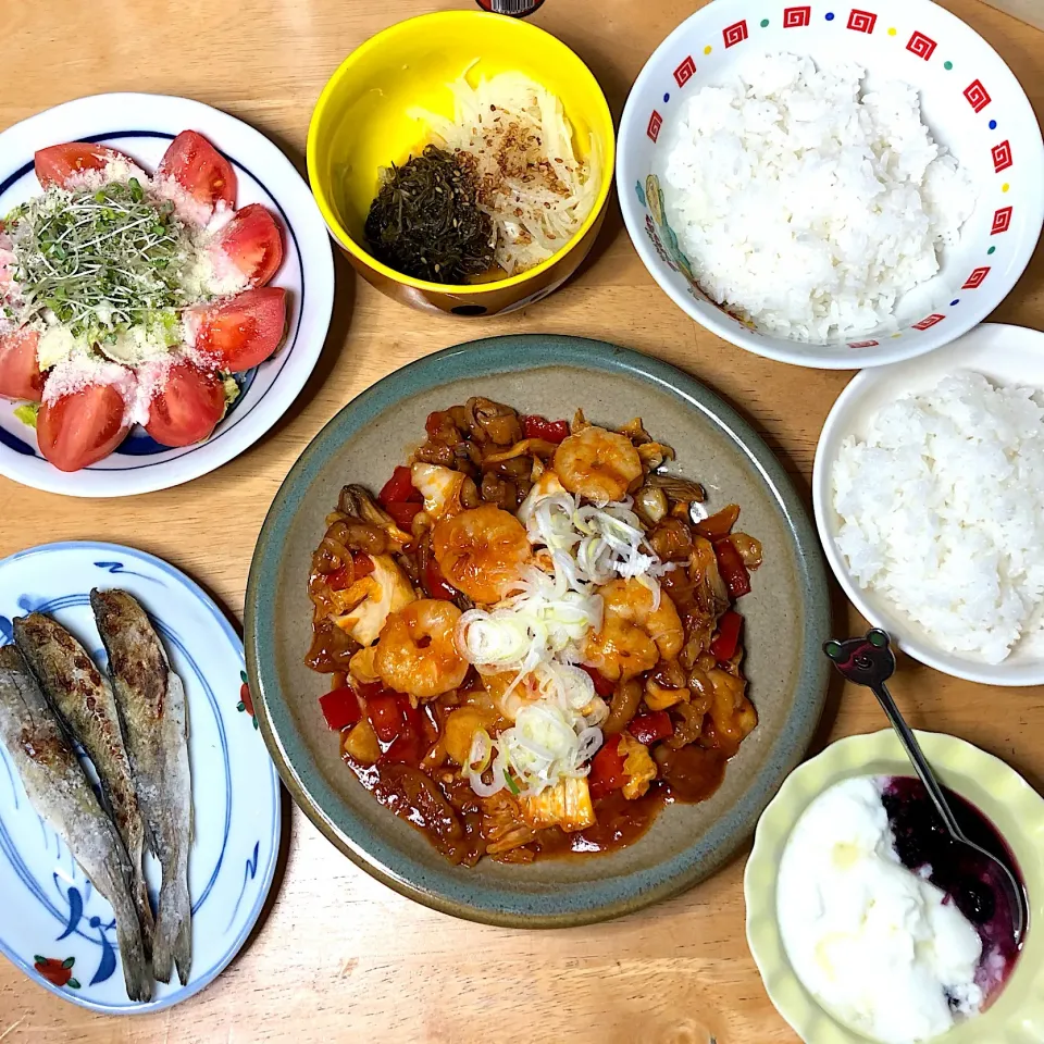 Snapdishの料理写真:海老チリ🦐肉野菜💦|Makokoさん