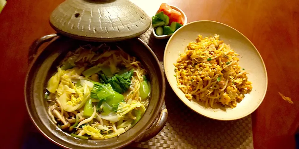 Today's Dinner🍴鯵のお刺身ｱﾚﾝｼﾞ炒飯･お野菜たっぷり豚骨醤油ﾗｰﾒﾝ･ﾄﾏﾄときゅうりの和え物for kids|🌈Ami🍻さん