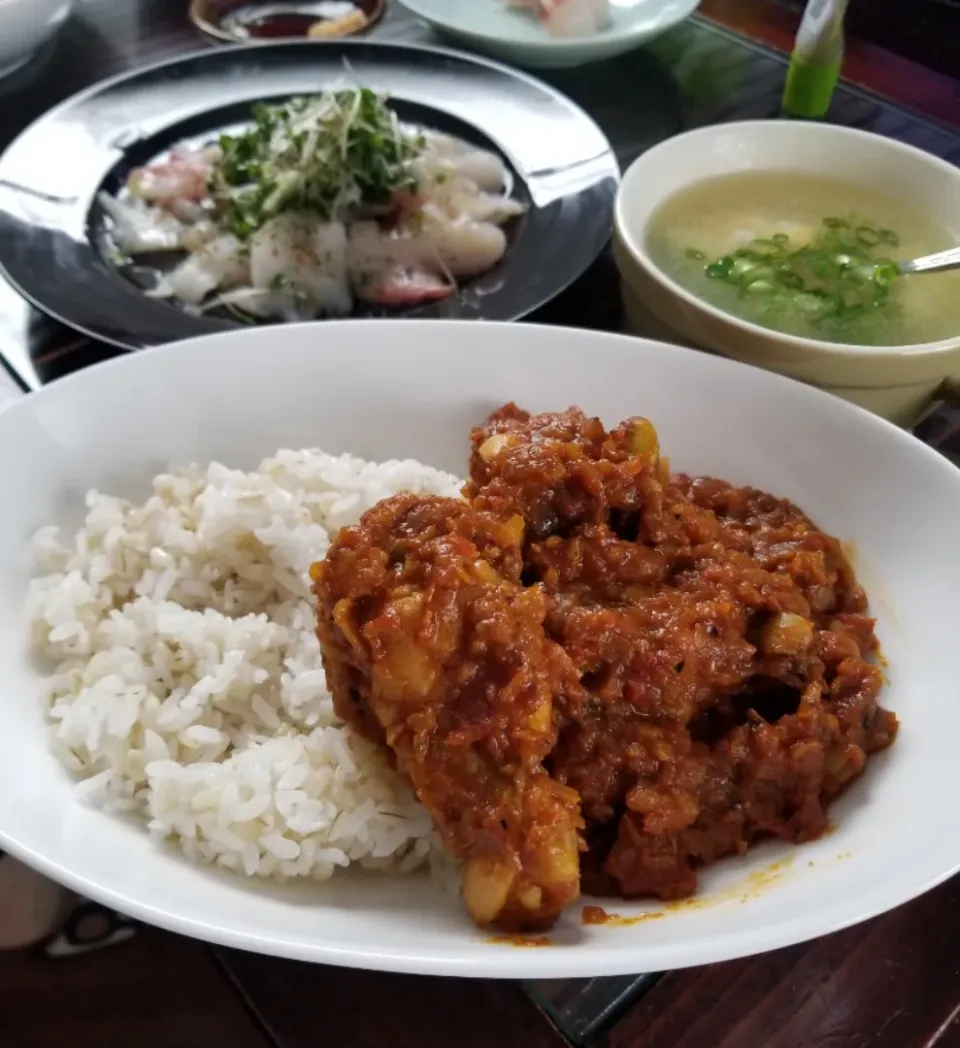 チキンカレー🍛と余った石鯛のカルパッチョ♪(^o^)v|dai.noriさん