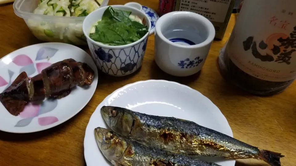 鰯の塩焼き・いかめし・茶碗蒸し&日本酒|Morito Kamiyaさん