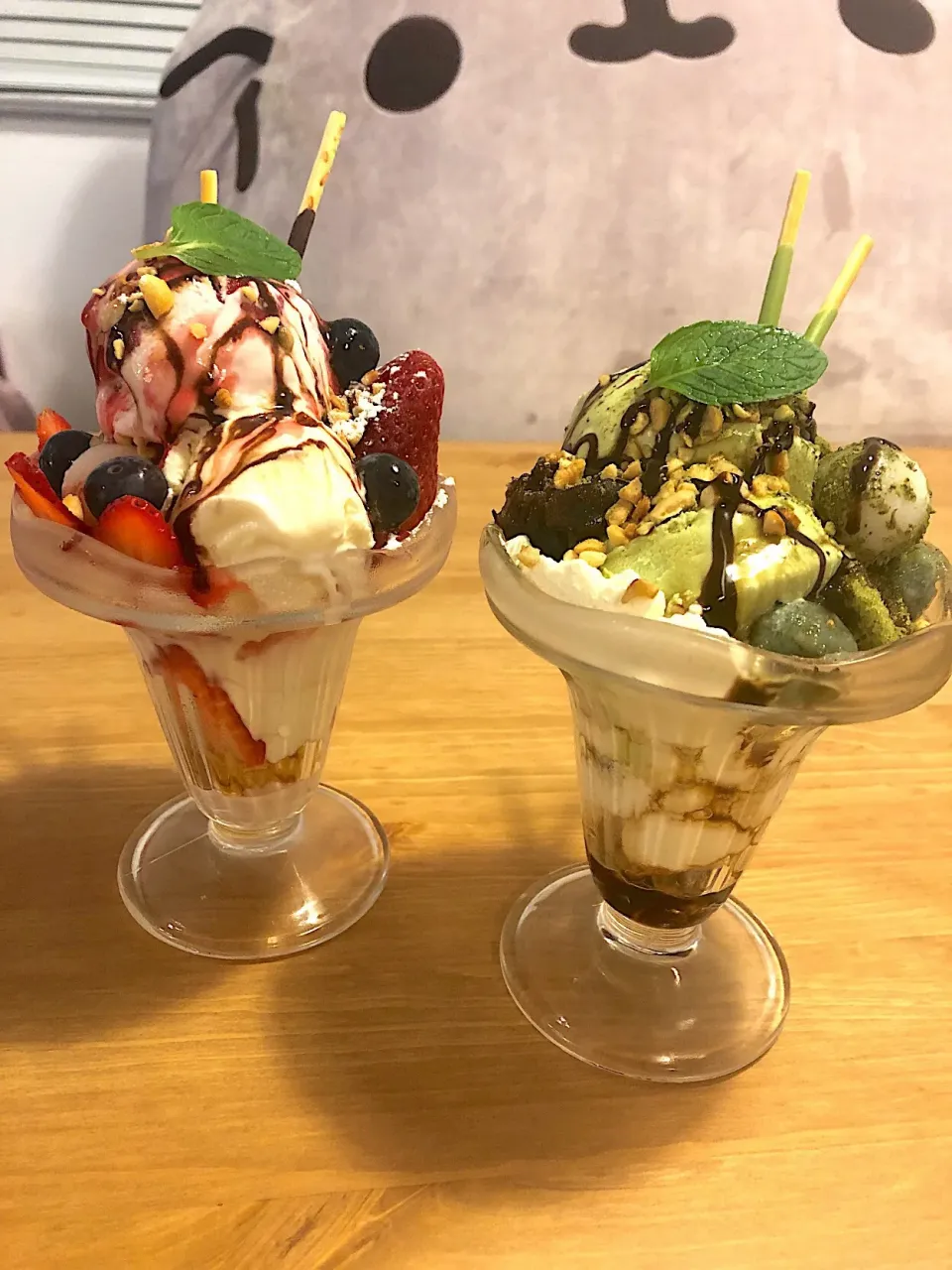 Matcha and strawberry parfait|にゃんこさん