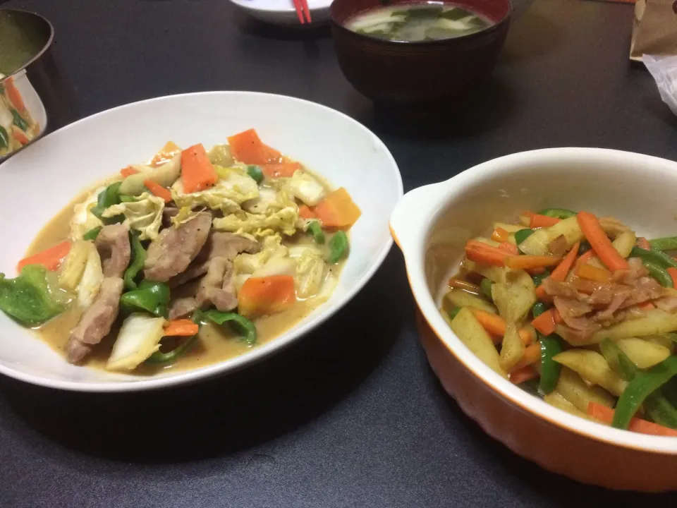 味噌肉野菜炒め&カレー風味野菜炒め|Shintarou  Nishimuraさん