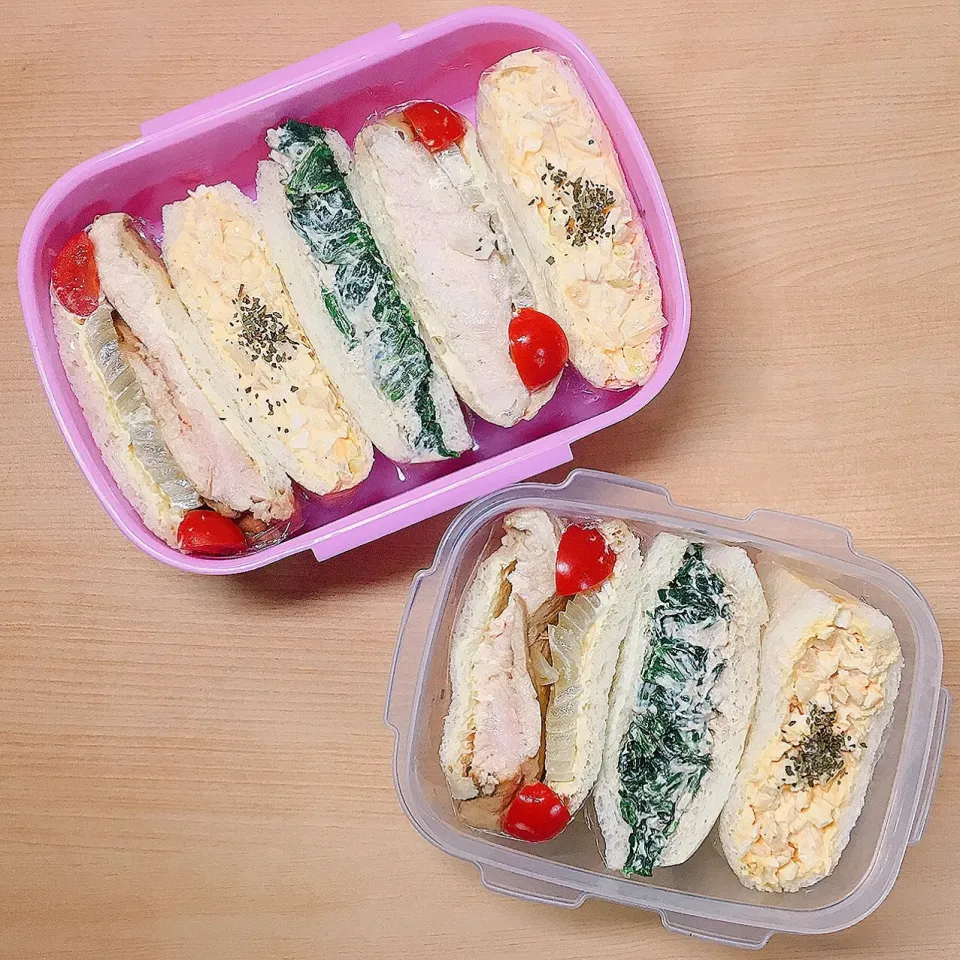 Snapdishの料理写真:彼と私のサンドイッチ弁当|ずっとたまごのままでいたかった。さん