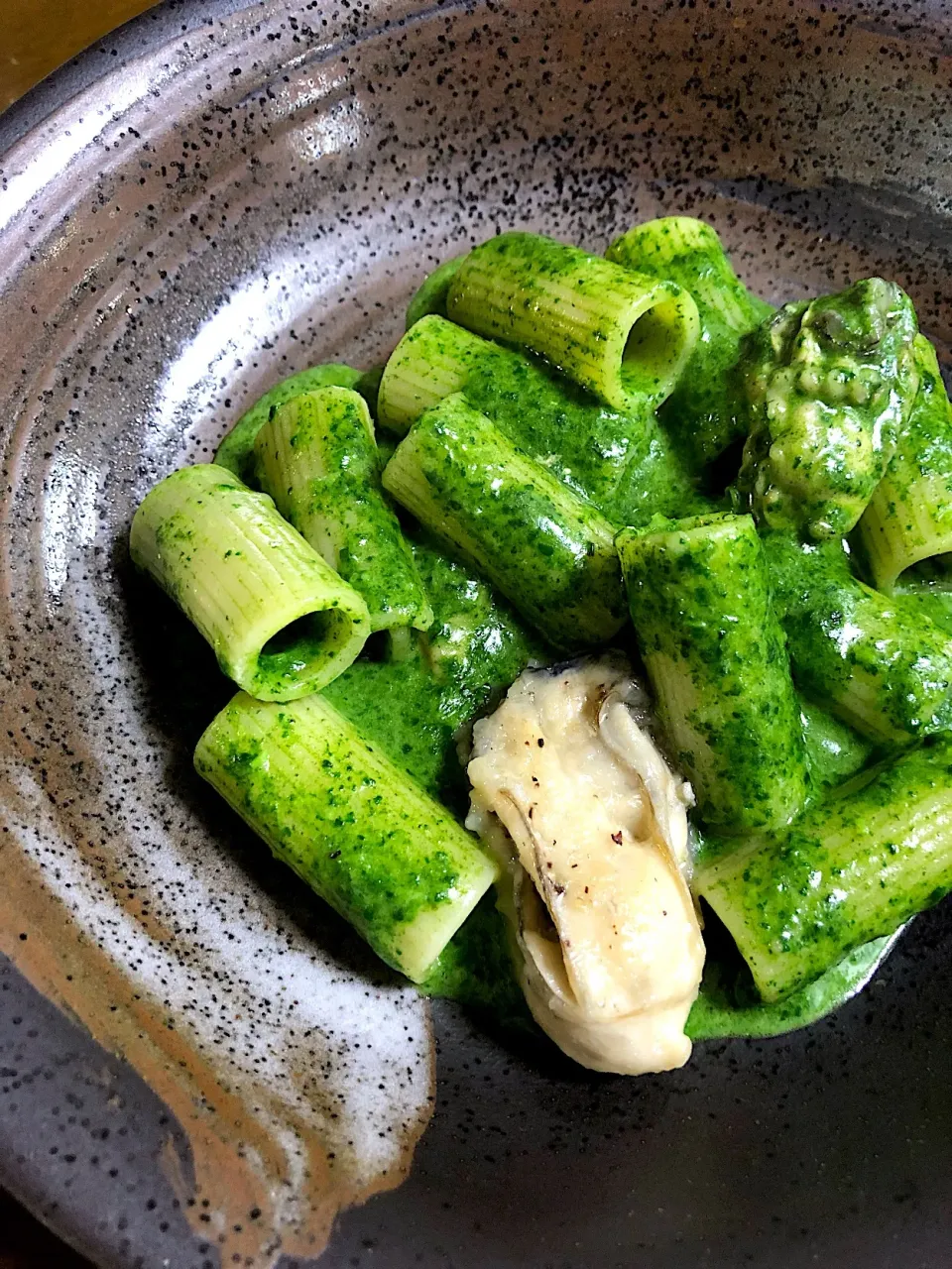 Pasta ostriche con crema di spinaci🇮🇹|aястасияさん