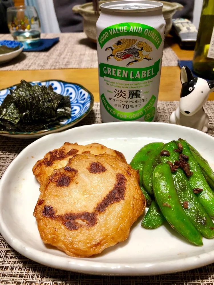 おつまみセット🍺
スナップえんどうのアンチョビ炒め
玉ねぎ天焼いたん
海苔炙ったの|くっきいママさん