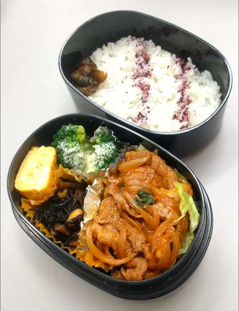 2月25日のサラメシはわが家の定番ポークチャップ弁当|ニッパーさん