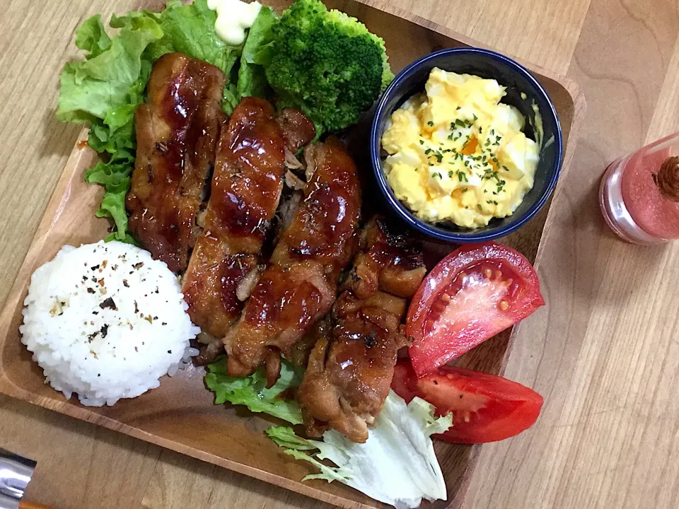 照り焼きと卵サラダ|たりさん