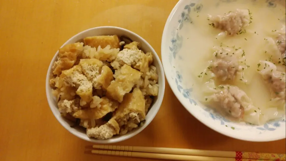 💕相葉マナブ♡厚い油揚げの釜飯。炊飯器で炊き込みご飯に💕|yuiママさん