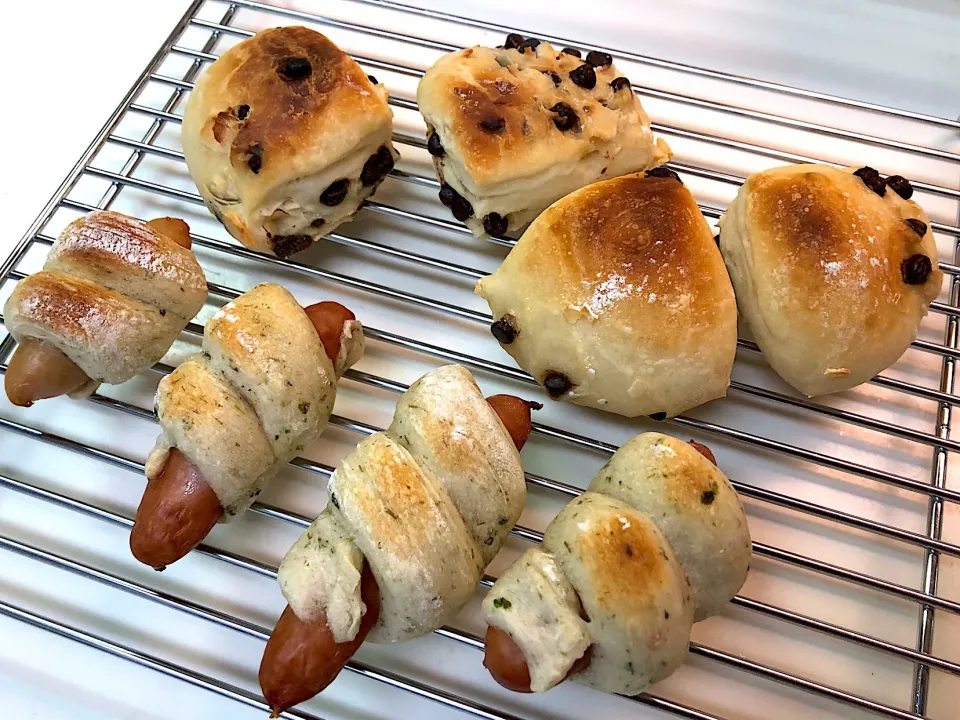 チョコチップパン🍫
ソーセージパン🥖|きむらゆりかさん