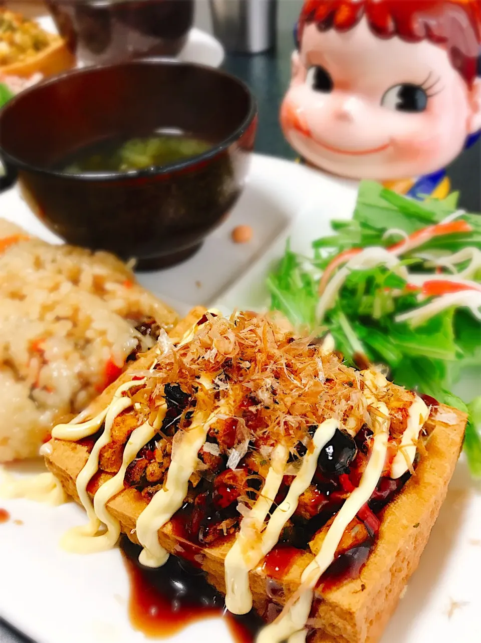 Snapdishの料理写真:ボリュームたっぷり♡お好み焼き厚揚げ。|ぽき。さん