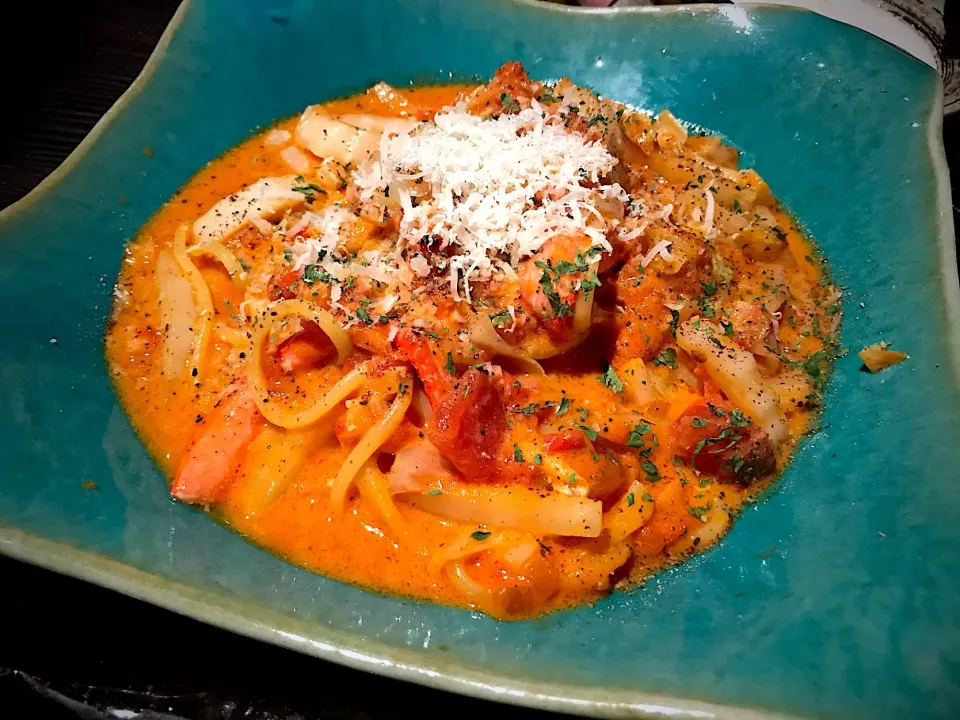 白菜と蟹のトマトクリームパスタ🍝🍅🦀|きっきー🥰さん