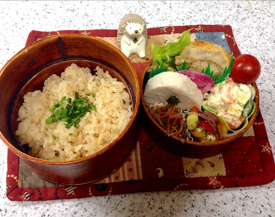 今日のお弁当😊 #わっぱ弁当  #地味弁当  #夫弁当  #丸弁当|naonaomimichanさん