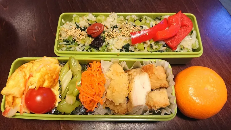 菜飯と鶏唐揚げ弁当|りょーさん