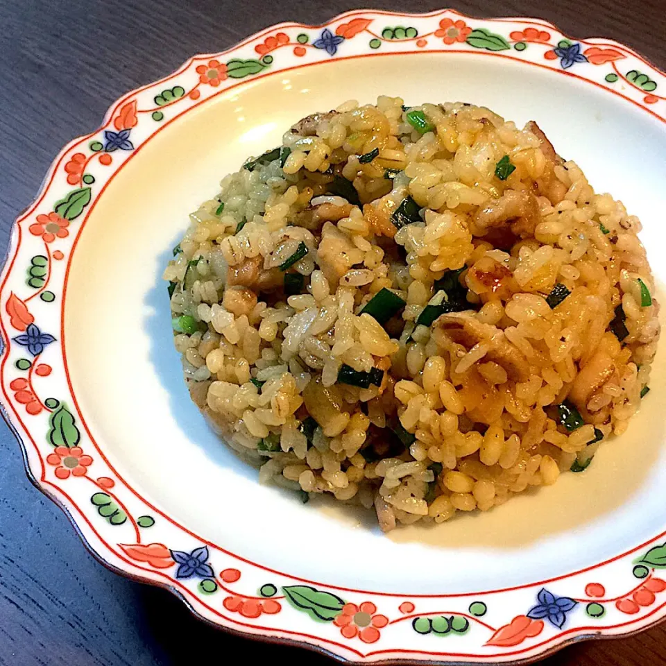 もち麦入り豚バラ炒飯|モスグリーンさん