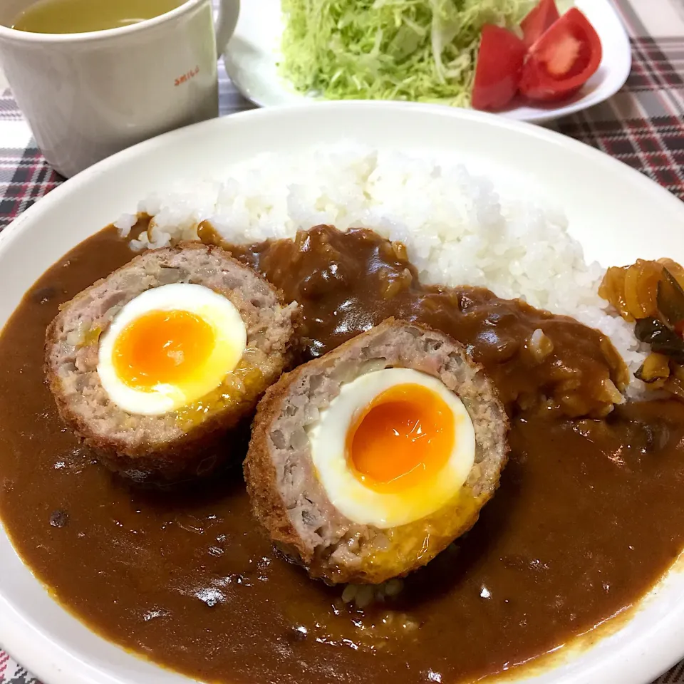 半熟卵のスコッチエッグカレー|まみっこさん