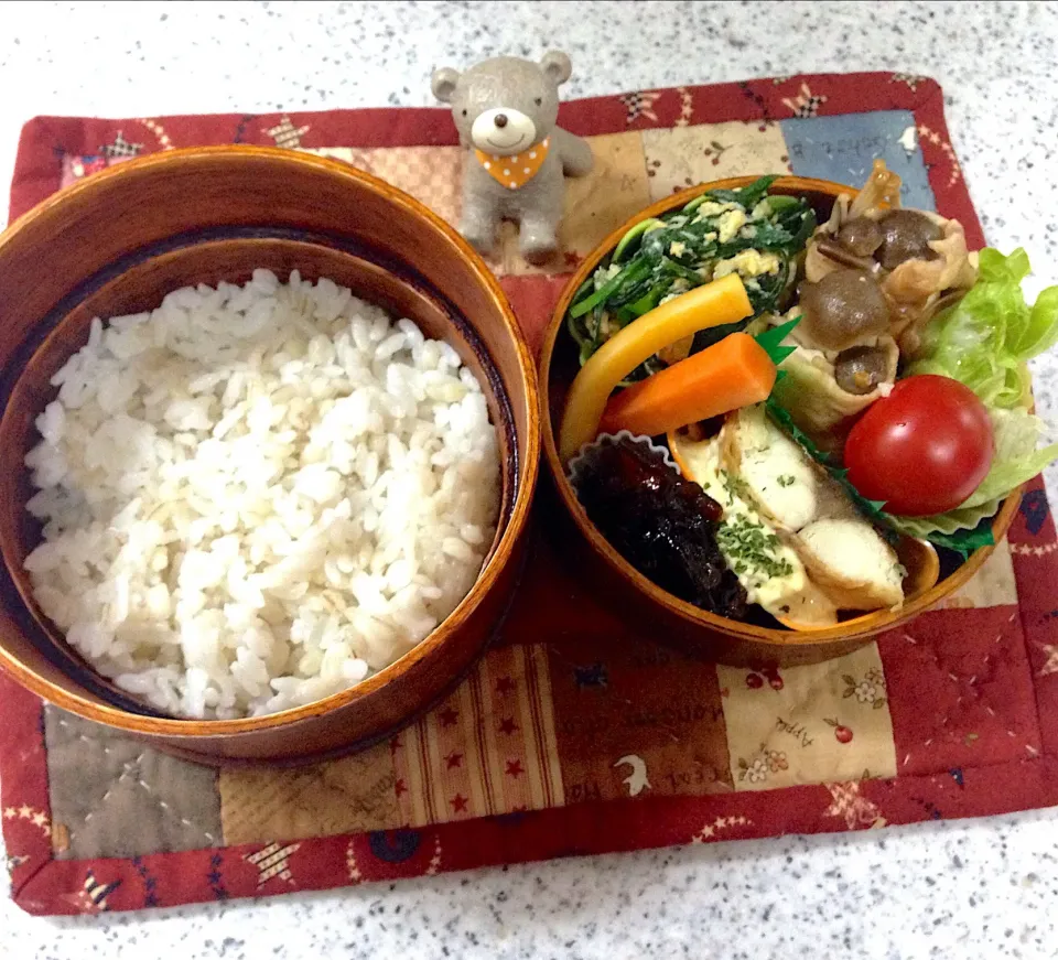 今日のお弁当😊 #丸弁当  #わっぱ弁当  #地味弁当  #夫弁当|naonaomimichanさん