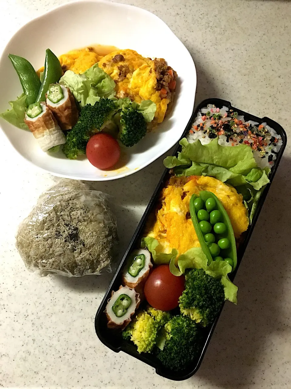 Snapdishの料理写真:高2長男弁当、高1次男置き弁！|がおりんさん