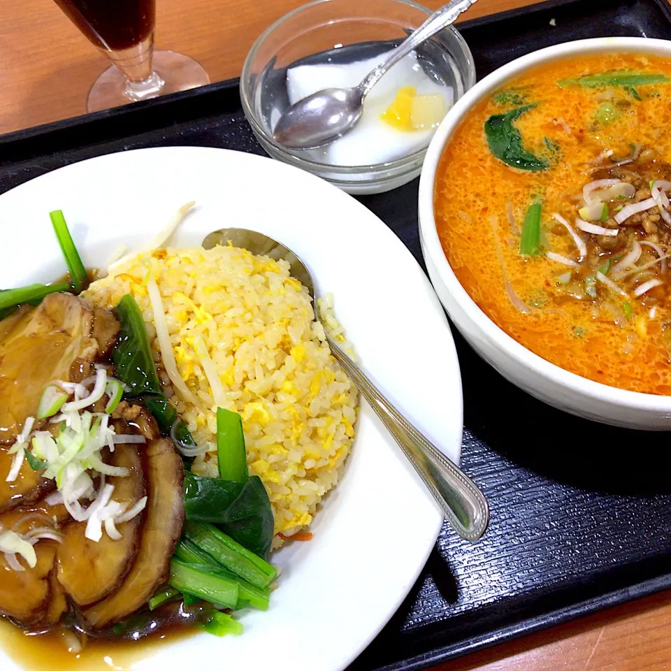 千鳥町 嘉宴 あんかけ叉焼チャーハンと坦々麺のセット|Gigi Cafeさん