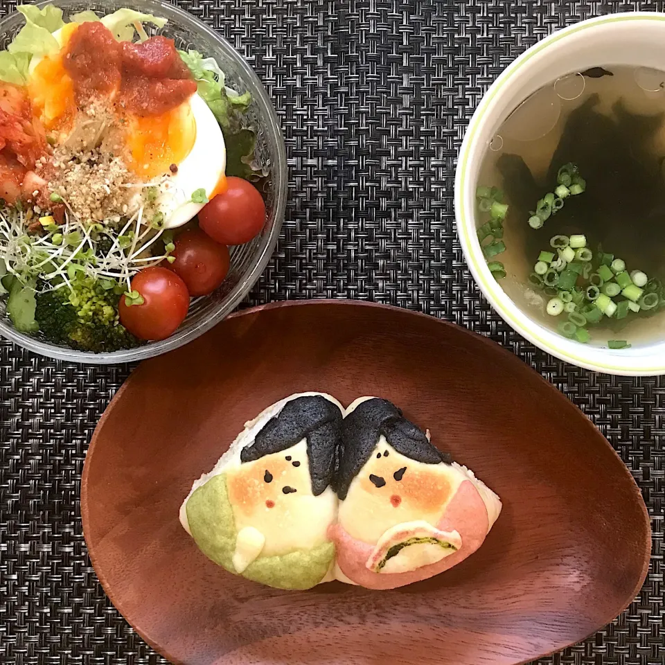 お雛様ちぎりパン🎎の朝食〜✩°｡⋆⸜(* ॑꒳ ॑* )⸝|てるみさん