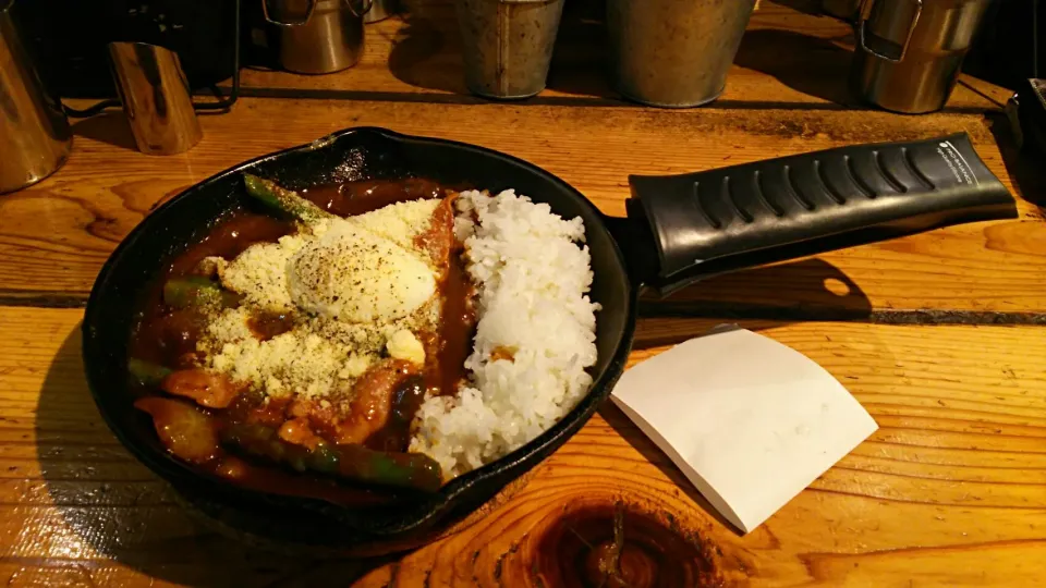 Snapdishの料理写真:アスパラと半熟卵のチーズカレー|273さん