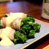 ちたこさんの料理 レンジで簡単♪旬を楽しむ♡菜の花の肉巻き♡特製辛子マヨポンソースで♪