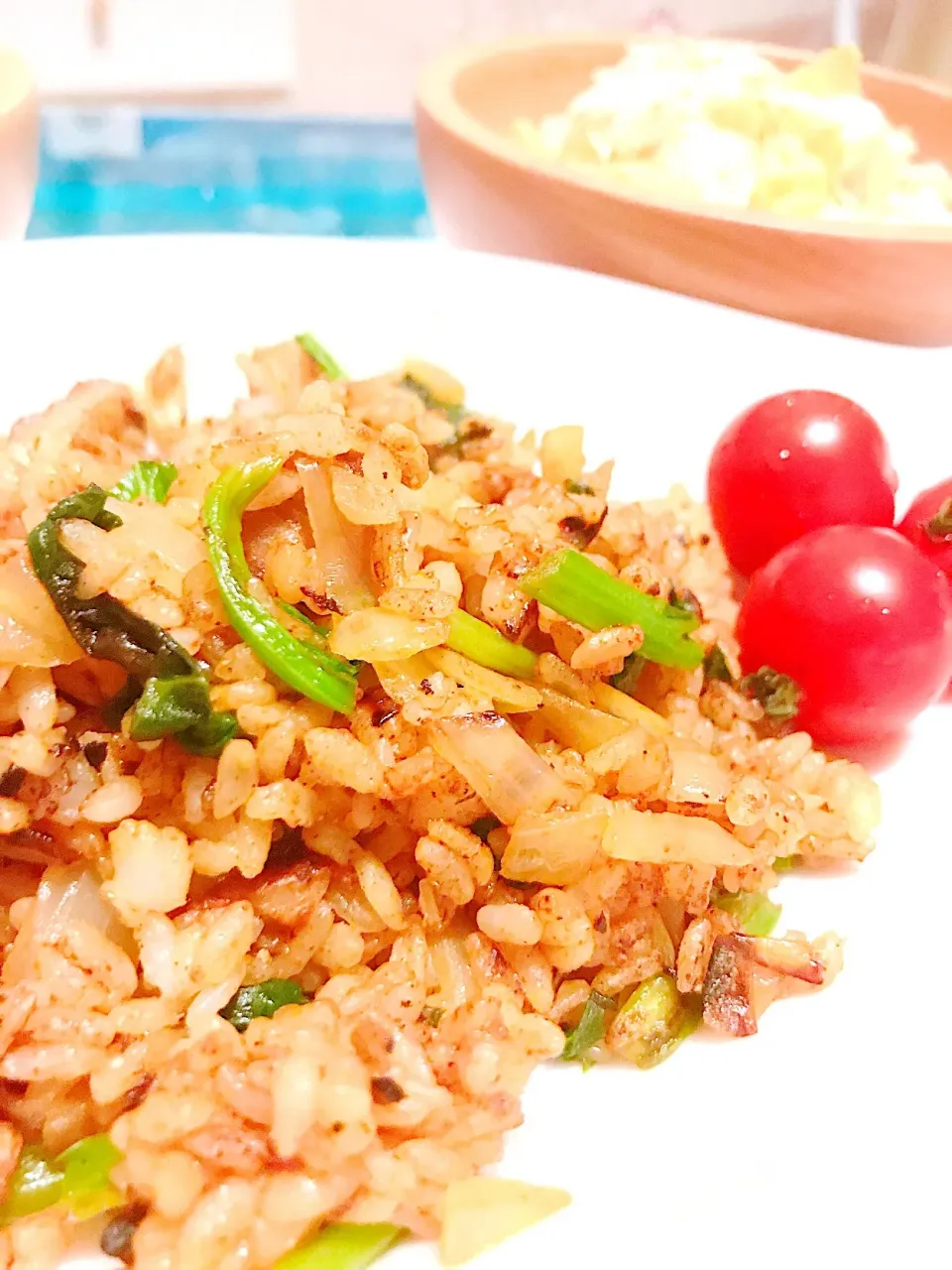 インド土産のカレー粉でカレーチャーハン🍛( '-' 🍛  )  🌶(　ﾟдﾟ) ・・・ ｶﾗｶﾗｶﾗ🌶🌶🌶|舞さん