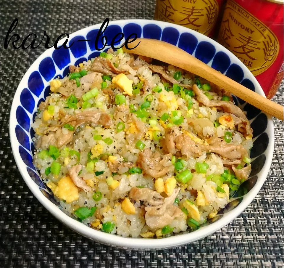 おつまみ炭水化物♪スパイシーオイマヨにんにく焼肉チャーハン|からあげビールさん