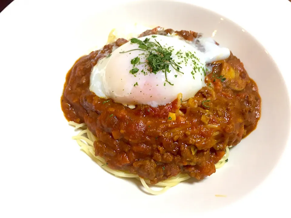 キーマカレーのフェルデリーニ温玉乗せ|K N 3さん