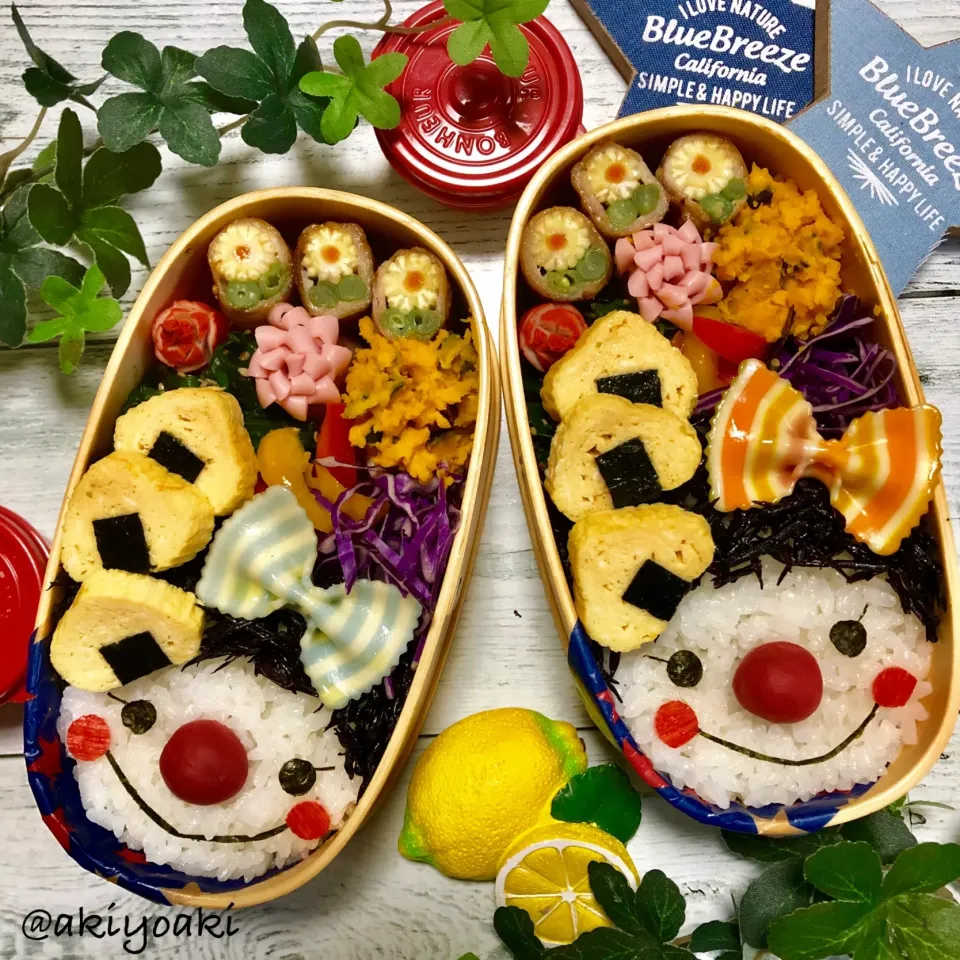 Snapdishの料理写真:黒髪リボンアフロガールちゃん弁当|Akiyoෆ¨̮⑅さん