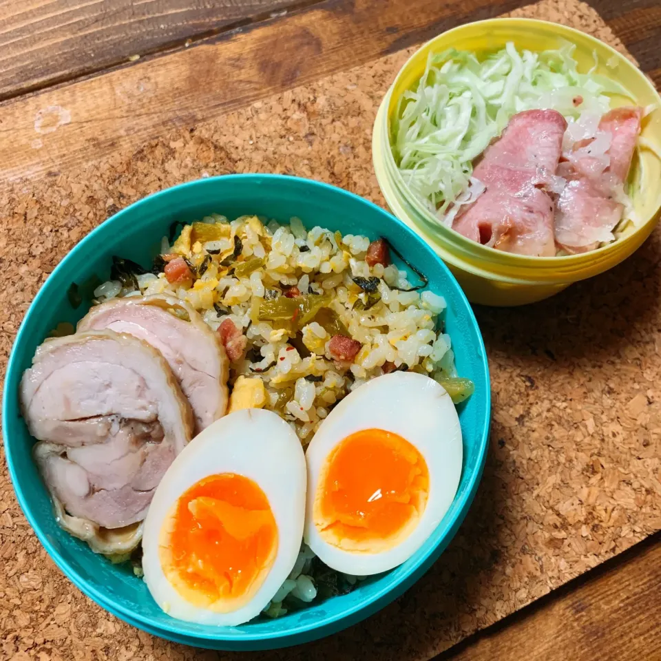 【お弁当】高菜チャーハン＆タンと玉ねぎマリネ|ぽりんさんさん