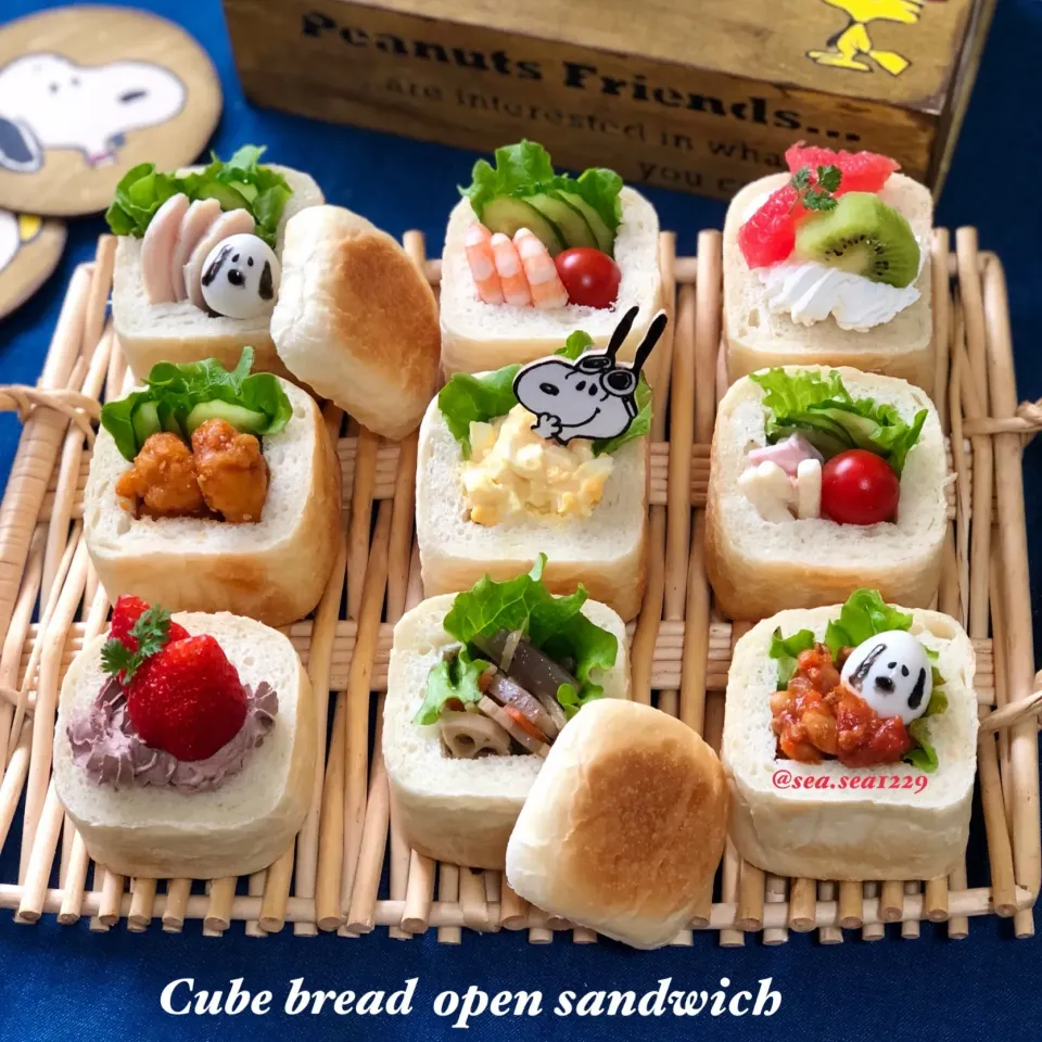 キューブ食パンのオープンサンド🥪|seaさん