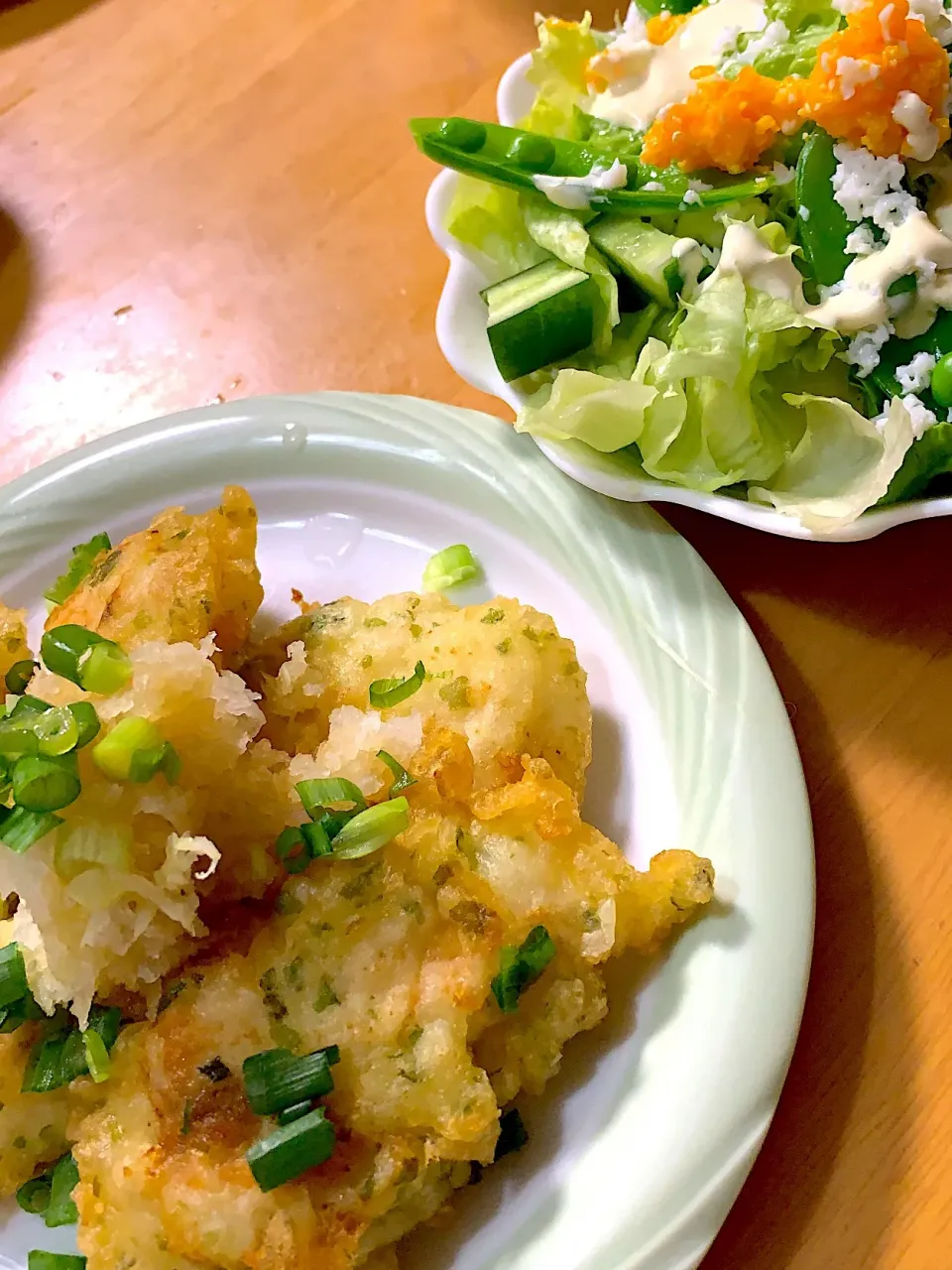 鶏胸肉の磯辺揚げ、ミモザサラダ⭐️|kaokaoさん