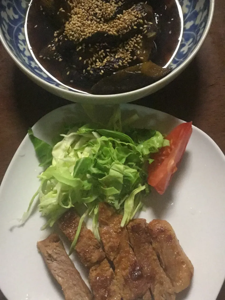 豚肉の味噌漬け焼き     茄子🍆の煮浸し|掛谷節子さん