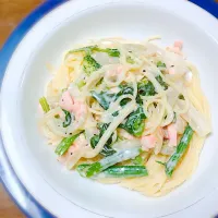 鮭と余った野菜でクリームパスタ|迷い猫さん