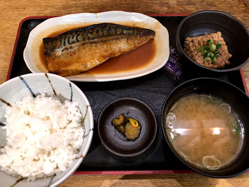 サバの味噌煮定食 プラス 納豆|T. Wonderさん