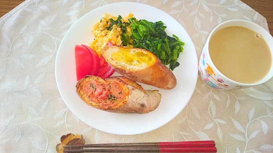 3/9の朝食 天然酵母のフランスパンで
ワンプレートご飯|卯月さん