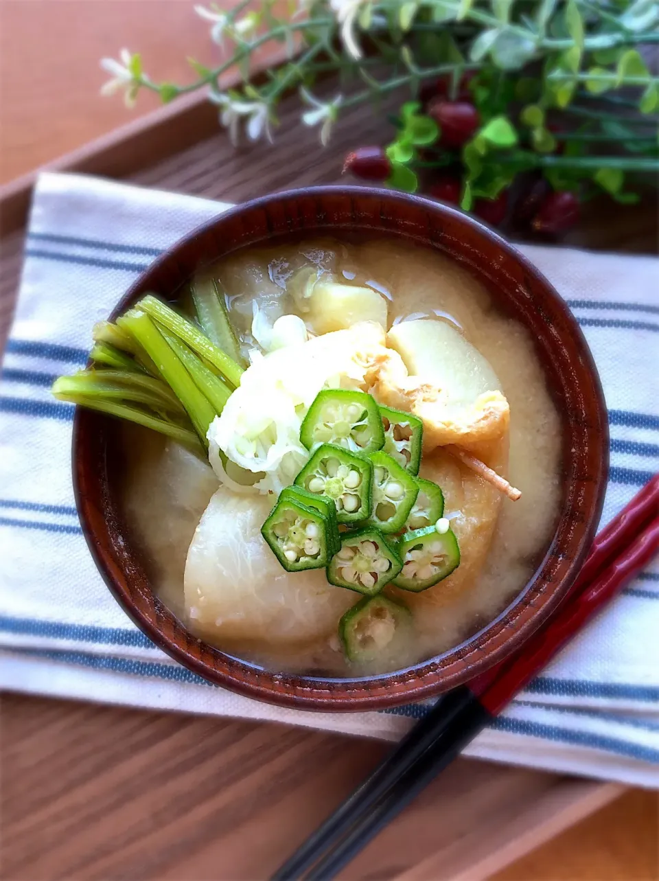 Snapdishの料理写真:カブと餅巾着のとろとろ味噌汁|ゆみさん